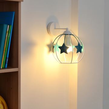 Bērnu sienas lampa STARS 1xE27/15W/230V tirkīza/balta