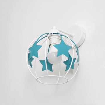 Bērnu sienas lampa STARS 1xE27/15W/230V tirkīza/balta