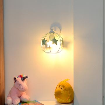 Bērnu sienas lampa STARS 1xE27/15W/230V zaļa/balta
