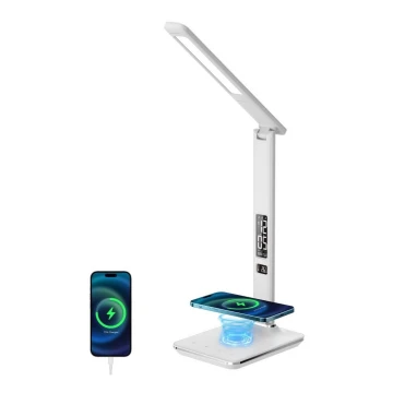 Brilagi - LED Aptumšojama galda lampa ar bezvadu uzlādi QI un USB REGINA LED/8,5W/230V, balta