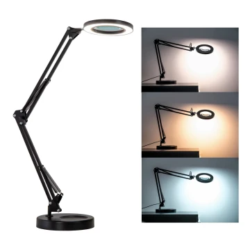 Brilagi - LED Aptumšojama galda lampa ar palielināmo stiklu LENS LED/12W/5V 3000/4200/6000K melna