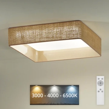 Brilagi - LED Aptumšojama griestu lampa VELVET SQUARE LED/24W/230V 3000/4000/6500K + tālvadības pults brūna