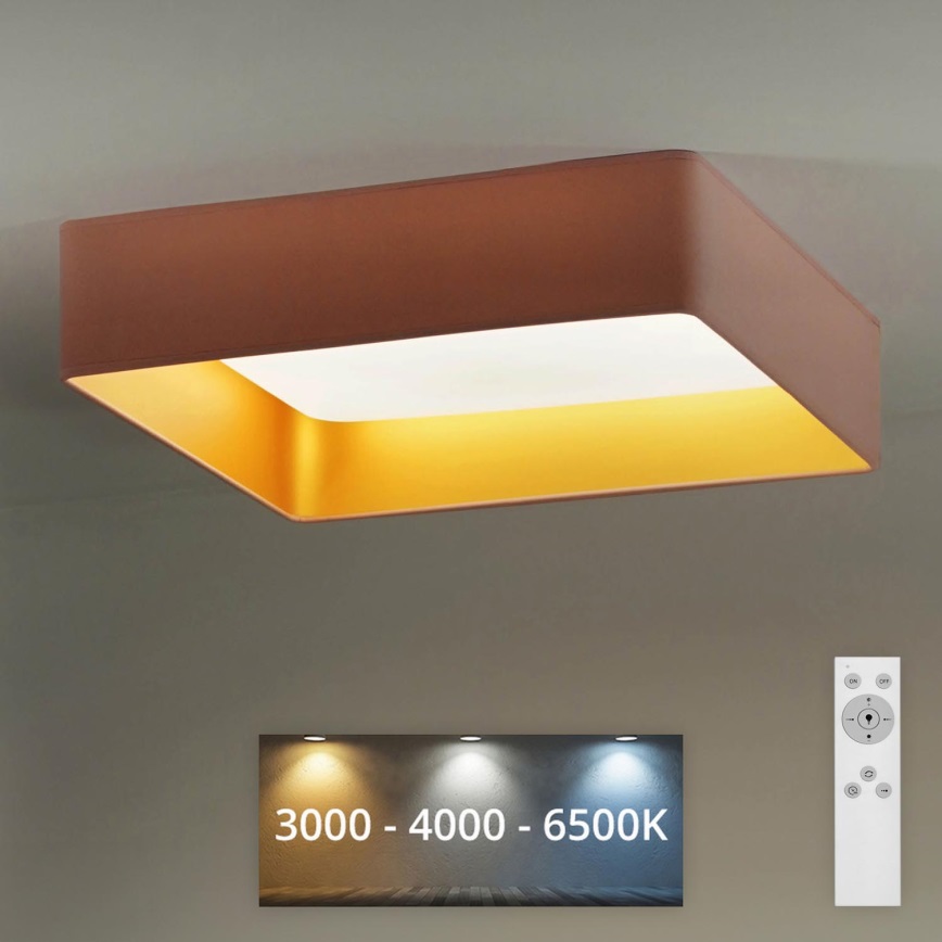 Brilagi - LED Aptumšojama griestu lampa VELVET SQUARE LED/24W/230V 3000/4000/6500K + tālvadības pults rozā