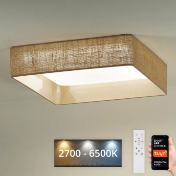 Brilagi - LED Aptumšojama griestu lampa VELVET SQUARE SMART LED/36W/230V 2700-6500K Wi-Fi Tuya + tālvadības pults brūna