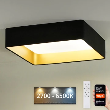 Brilagi - LED Aptumšojama griestu lampa VELVET SQUARE SMART LED/36W/230V 2700-6500K Wi-Fi Tuya + tālvadības pults melna