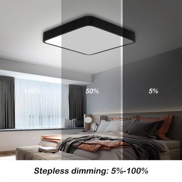 Brilagi - LED Aptumšojama griestu lampa POOL LED/48W/230V 3000-6000K 50x50 cm melna + tālvadības pults