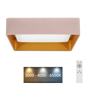 Brilagi - LED Aptumšojama griestu lampa VELVET SQUARE LED/24W/230V 3000/4000/6500K + tālvadības pults rozā