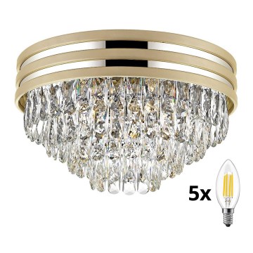 Brilagi - LED Kristāla griestu lampa VELURE 5xE14/40W/230V zelta