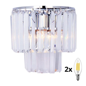 Brilagi - LED Kristāla sienas lampa MOZART 2xE14/40W/230V spīdīgi hromēts