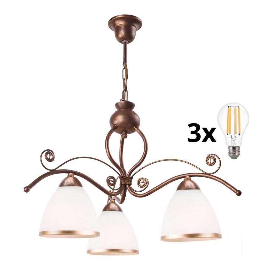 Brilagi - LED Lustra ar ķēdi ANTICO 3xE27/60W/230V bronzas patina