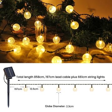 Brilagi- LED Saules enerģijas dekoratīva virtene BUBBLE 200xLED/8 funkcijas 20m IP65 silti balta