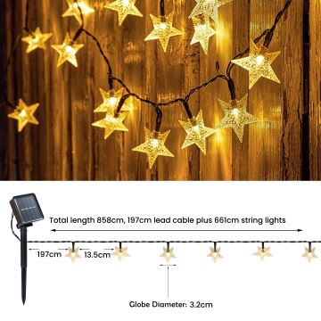 Brilagi - LED Saules enerģijas dekoratīva virtene STARS 50xLED/8 funkcijas 7m IP65 silti balta