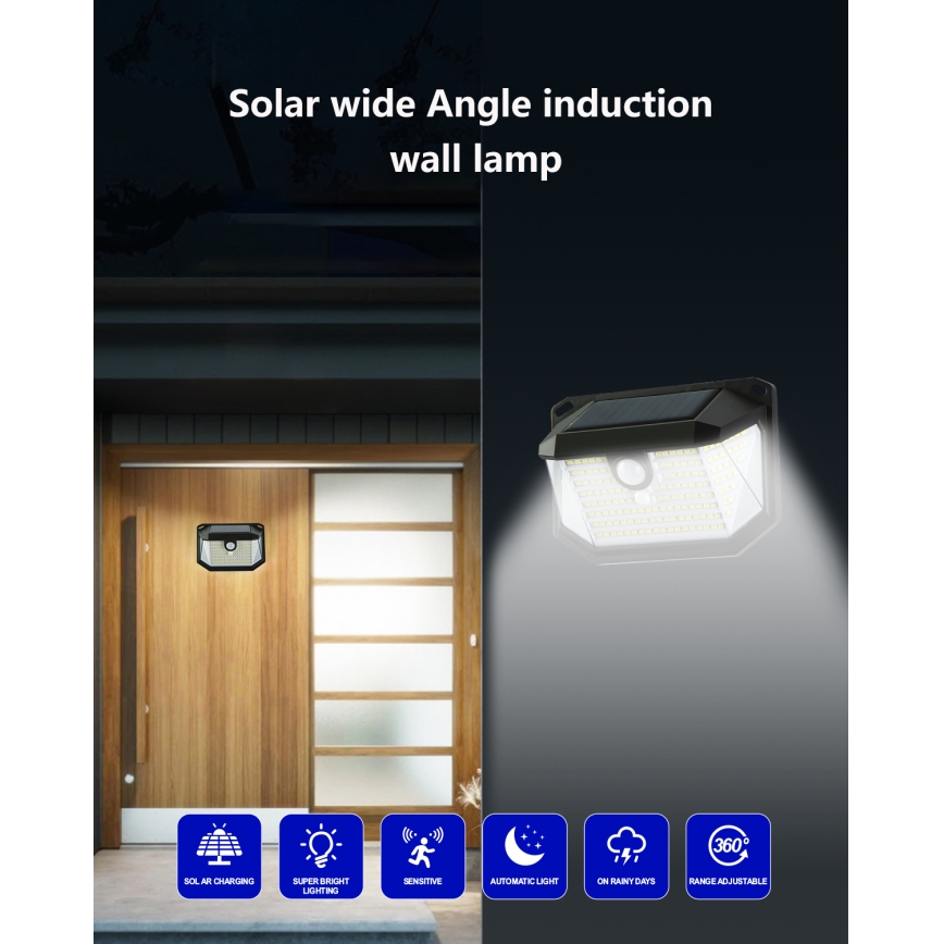 Brilagi - LED Saules enerģijas sienas lampa ar sensoru WALLIE LED/4W/5,5V 6500K IP65