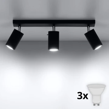 Brilagi -  LED Starmetis ASMUS 3xGU10/7W/230V melna