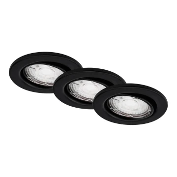 Brilo - KOMPLEKTS 3x LED Iegremdējama vannas istabas lampa 1xGU10/5W/230V IP23 melna