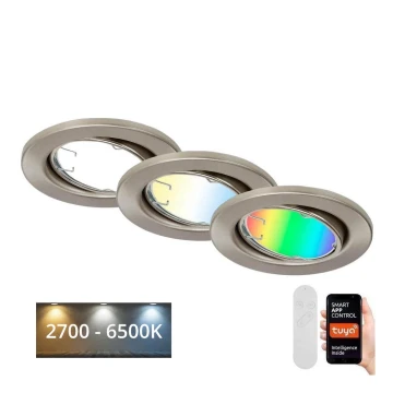 Brilo - KOMPLEKTS 3x LED RGBW Aptumšojama vannas istabas lampa 1xGU10/4,9W/230V 2700-6500K Wi-Fi Tuya IP23 + tālvadības pults