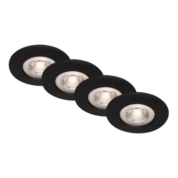 Brilo - KOMPLEKTS 4x LED Iegremdējama vannas istabas lampa LED/4,9W/230V IP44 melna