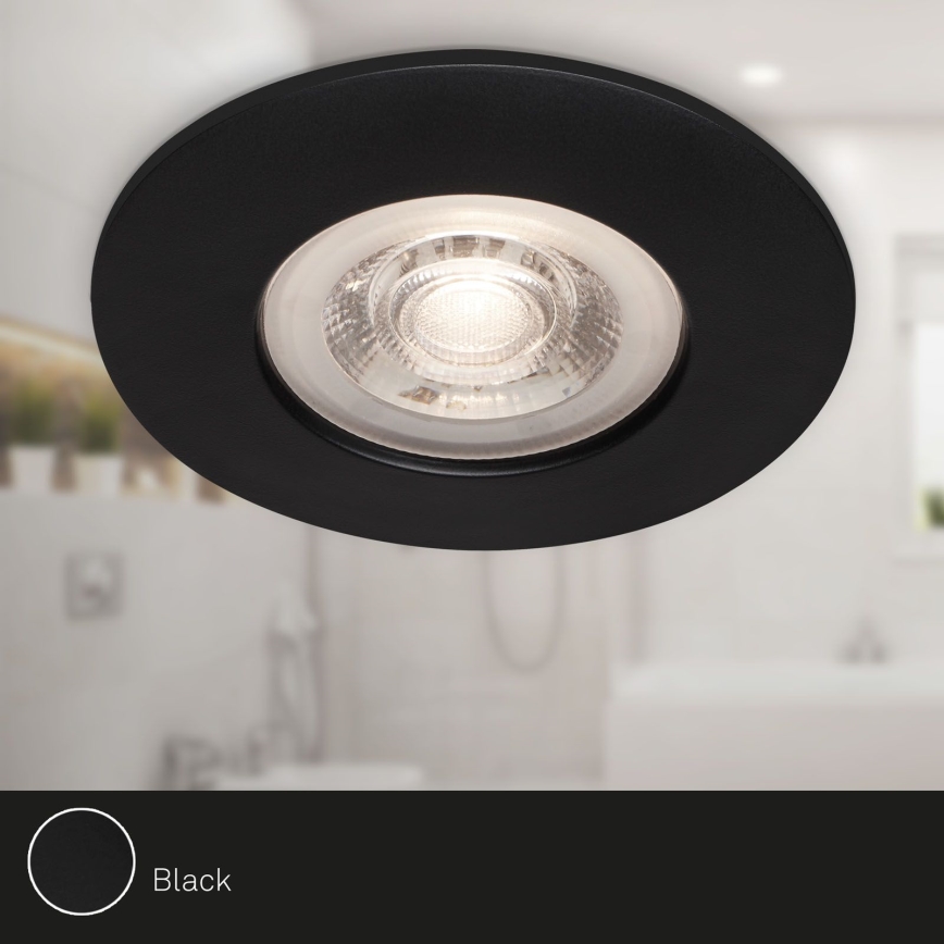 Brilo - KOMPLEKTS 4x LED Iegremdējama vannas istabas lampa LED/4,9W/230V IP44 melna