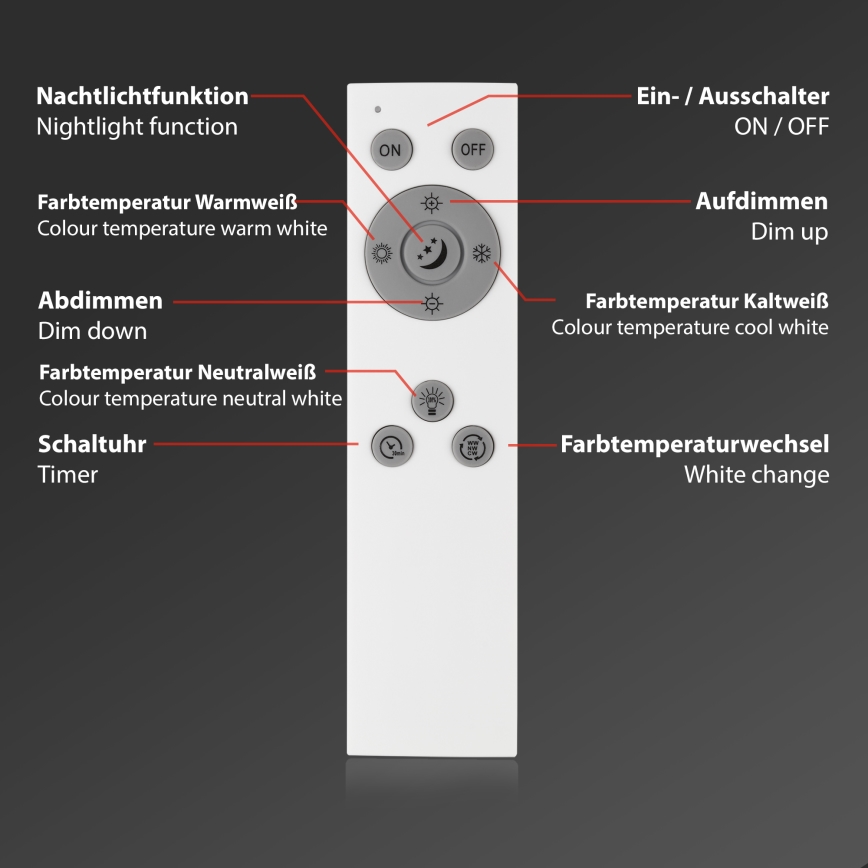 Brilo - LED Aptumšojama griestu lampa PIATTO LED/24W/230V 3000-6500K 100x25 cm + tālvadības pults