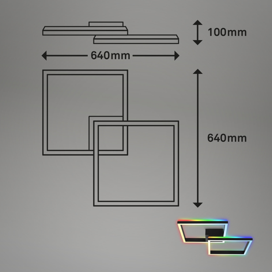 Brilo - LED RGBW Aptumšojama virsapmetuma lustra FRAME 2xLED/17W/230V 2700-6500K + tālvadības pults