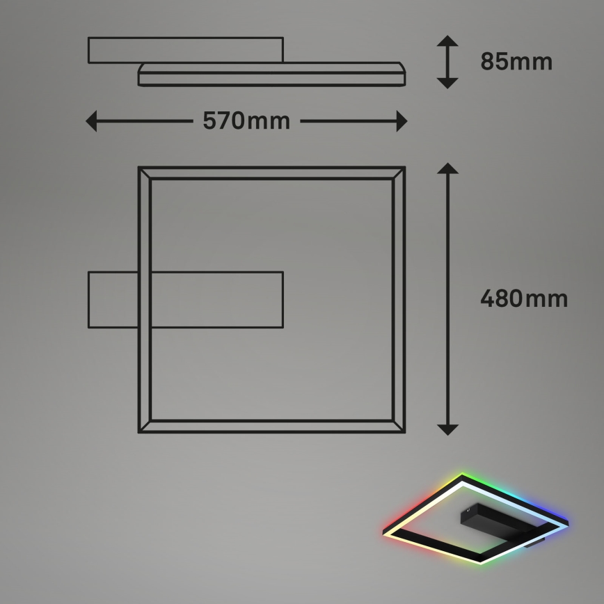 Brilo - LED RGBW Aptumšojama virsapmetuma lustra FRAME LED/18W/230V 2700-6500K + tālvadības pults