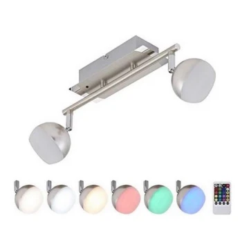 Briloner 2040-022 - LED RGB Aptumšojams starmetis 2xLED/3,3W/230V + tālvadības pults