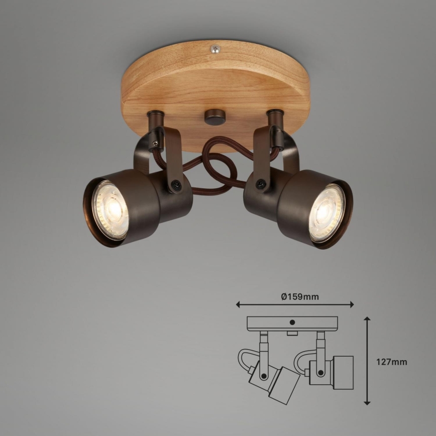 Briloner 2872-025R - LED Starmetis SPOTLIGHT 2xGU10/5W/230V brūna