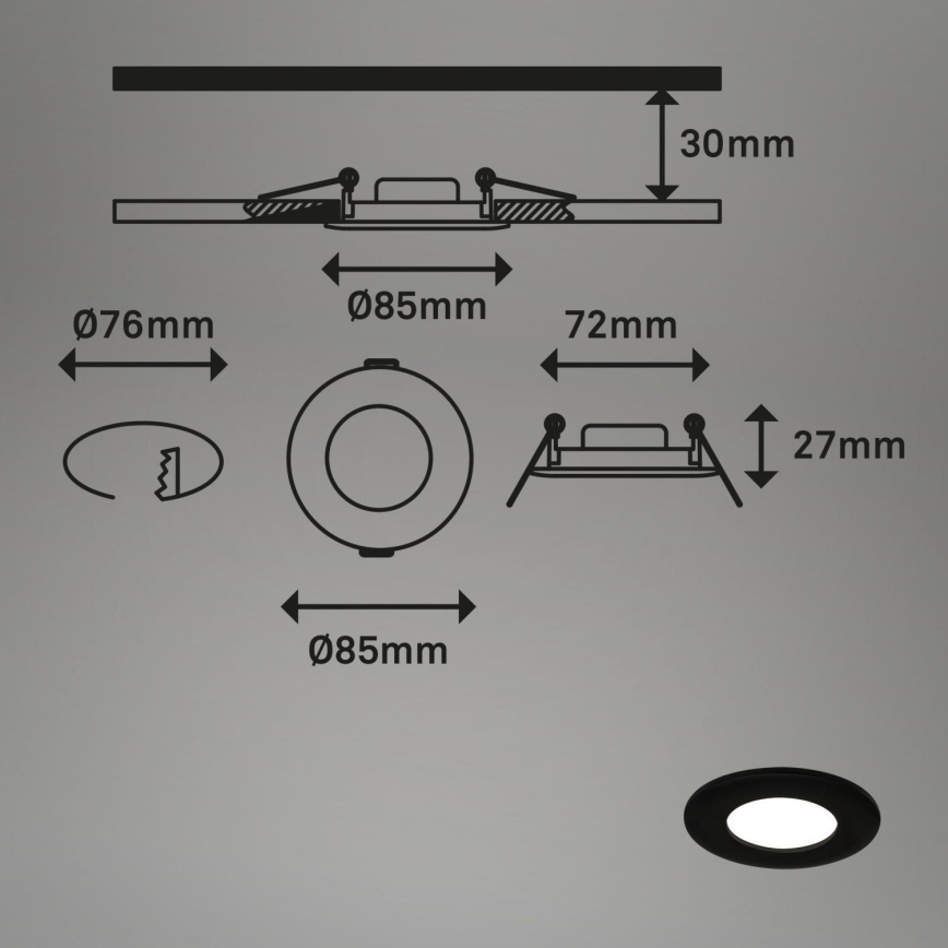 Briloner 7103-435 - KOMPLEKTS 3x LED Aptumšojama iegremdējama vannas istabas lampa LED/5W/230V IP44