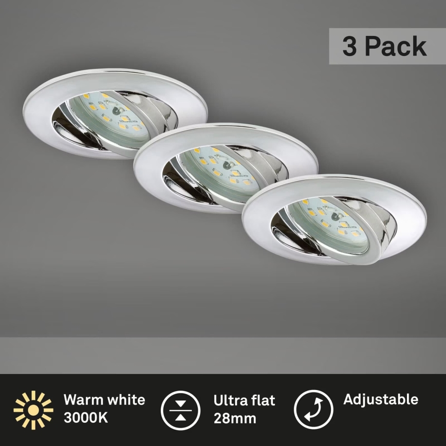 Briloner 7209-038 - KOMPLEKTS 3x LED Iegremdējama vannas istabas lampa LED/5W/230V IP23