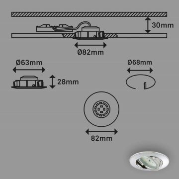 Briloner 7209-038 - KOMPLEKTS 3x LED Iegremdējama vannas istabas lampa LED/5W/230V IP23