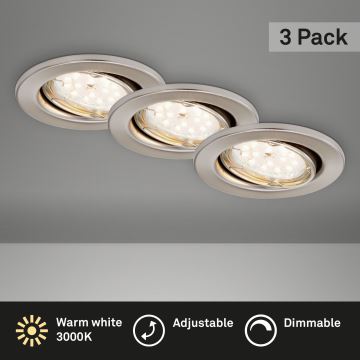 Briloner 7219-032 - KOMPLEKTS 3x LED Aptumšojama iegremdējama vannas istabas lampa 1xGU10/5W/230V IP23