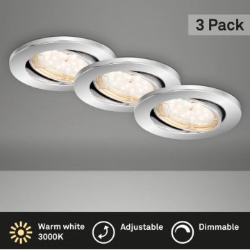 Briloner 7219-038 - KOMPLEKTS 3x LED Aptumšojama iegremdējama vannas istabas lampa 1xGU10/5W/230V IP23