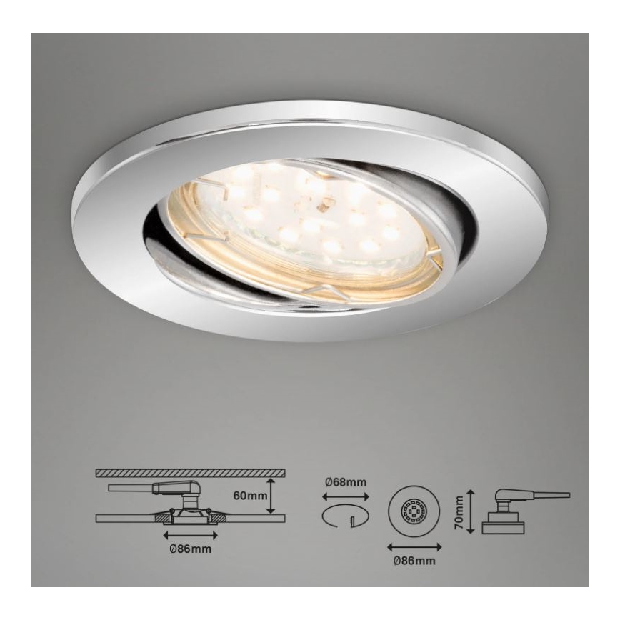 Briloner 7219-038 - KOMPLEKTS 3x LED Aptumšojama iegremdējama vannas istabas lampa 1xGU10/5W/230V IP23