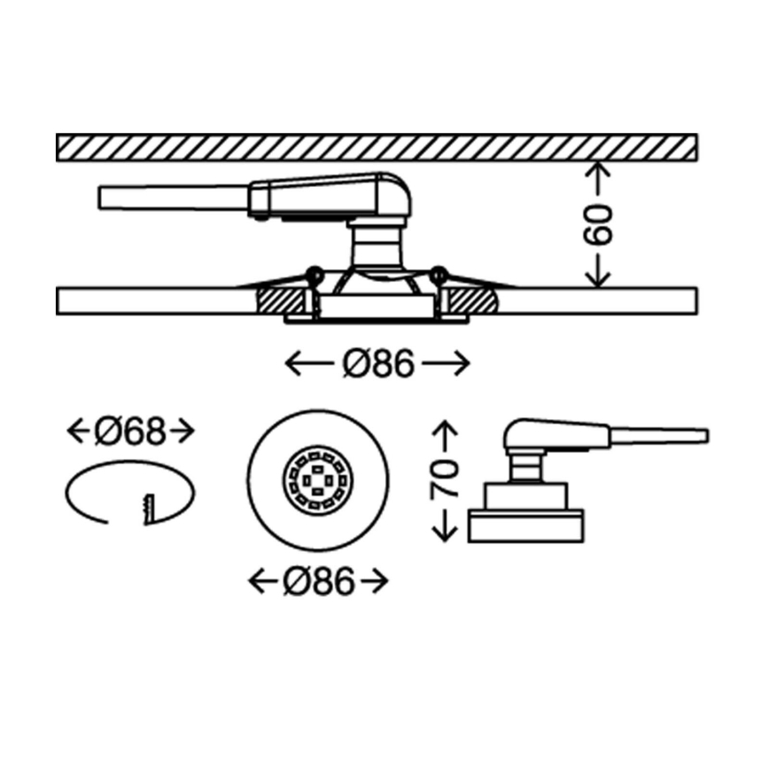 Briloner 7220-038 - PACK 3x LED Vannas istabas iebūvējams gaismeklis FIT 1xGU10/5W/230V