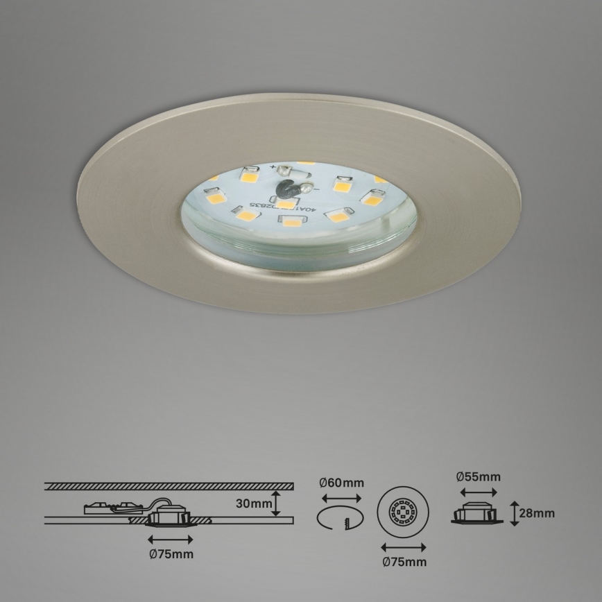 Briloner 7231-032 - KOMPLEKTS 3x LED Aptumšojama bathroom iegremdējama ATTACH lampa LED/5,5W/230V IP44