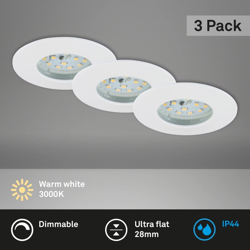 Briloner 7231-036 - KOMPLEKTS 3x LED Aptumšojama iegremdējama vannas istabas lampa LED/5,5W/230V IP44