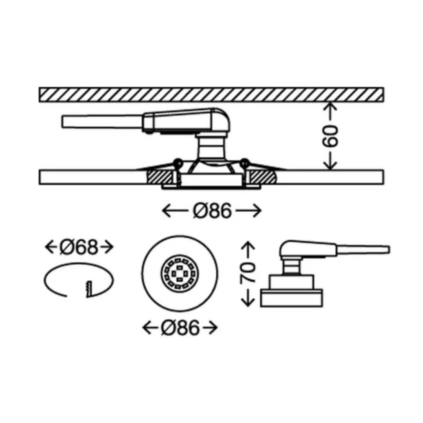 Briloner 7277-038 - KOMPLEKTS 3x LED Aptumšojama iegremdējama vannas istabas lampa 1xGU10/5W/230V IP23