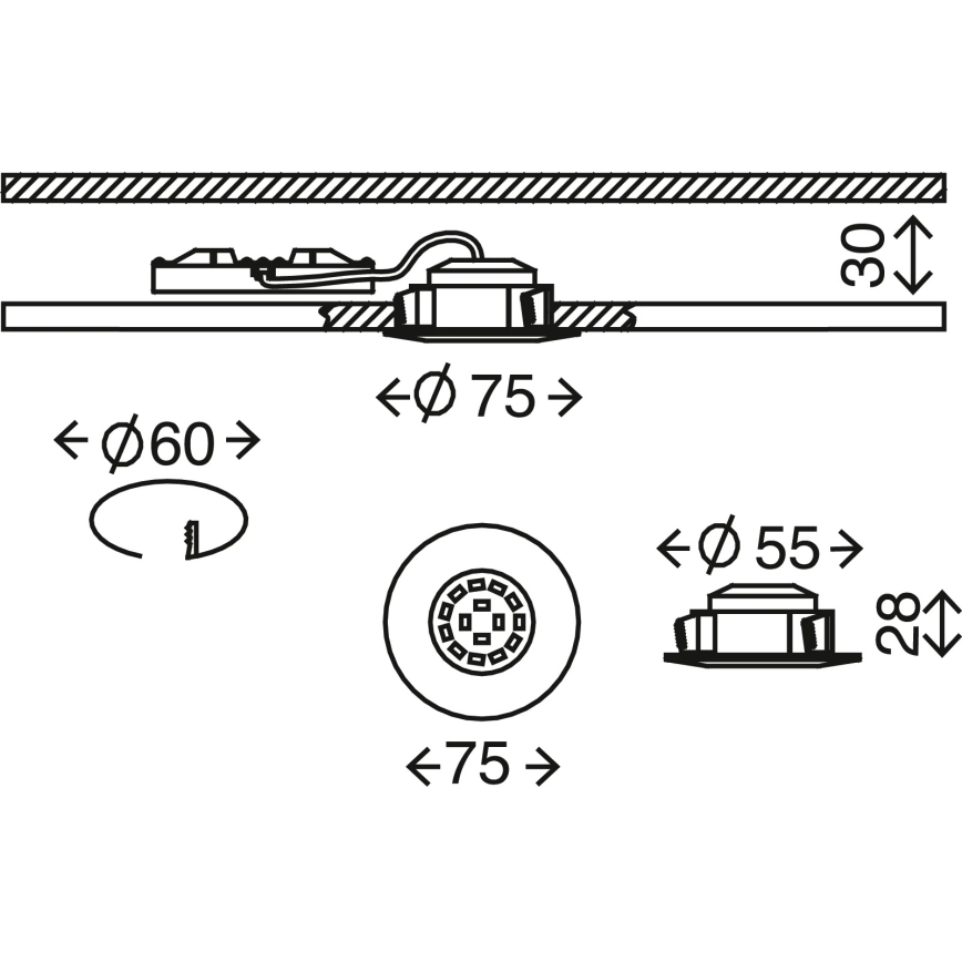 Briloner 7295-011 - LED Aptumšojama iegremdējama vannas istabas lampa ATTACH LED/6,5W/230V IP44