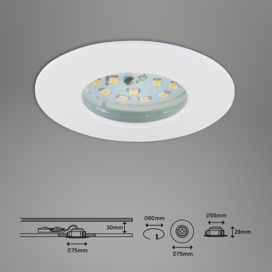 Briloner 7295-016 - LED Aptumšojama iegremdējama vannas istabas lampa ATTACH LED/6,5W/230V IP44