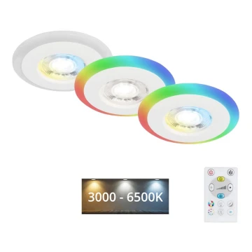 Briloner - KOMPLEKTS 3x LED RGBW Aptumšojama vannas istabas piekaramo griestu lampa LED/5W/230V 3000-6500K IP44 + tālvadības pults