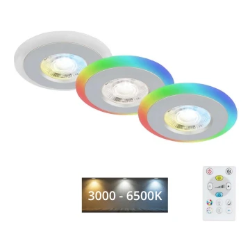 Briloner - KOMPLEKTS 3x LED RGBW Aptumšojama vannas istabas piekaramo griestu lampa LED/5W/230V 3000-6500K IP44 + tālvadības pults