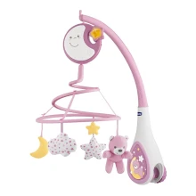 Chicco - Bērnu gultiņas muzikālais karuselis 3in1 NEXT2DREAMS 3xAA rozā