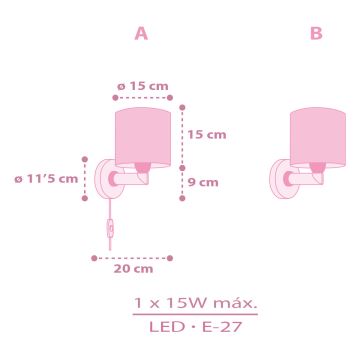 Dalber 42499 - Bērnu sienas lampa FAIRY DREAMS 1xE27/15W/230V