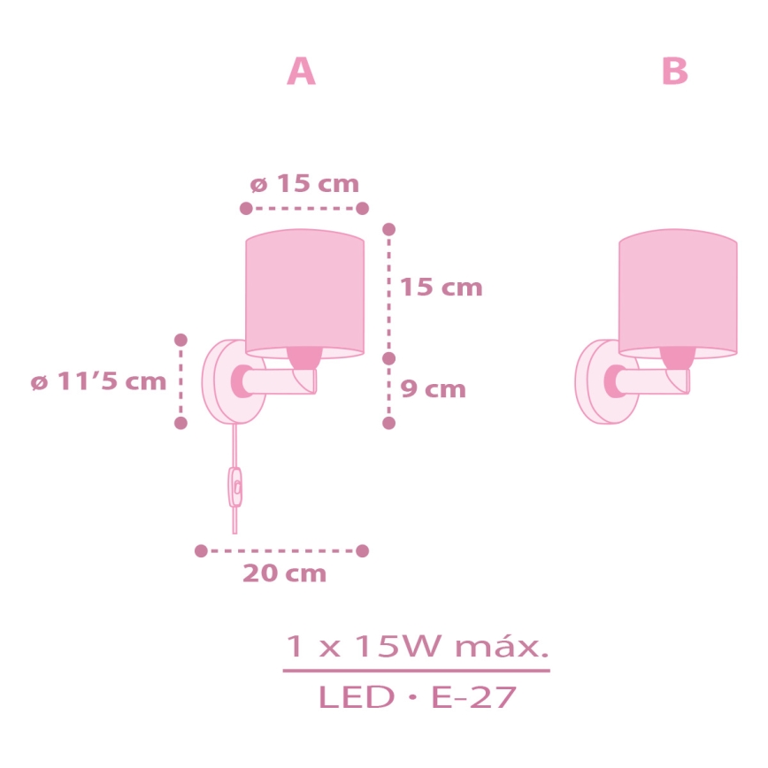 Dalber 42499 - Bērnu sienas lampa FAIRY DREAMS 1xE27/15W/230V