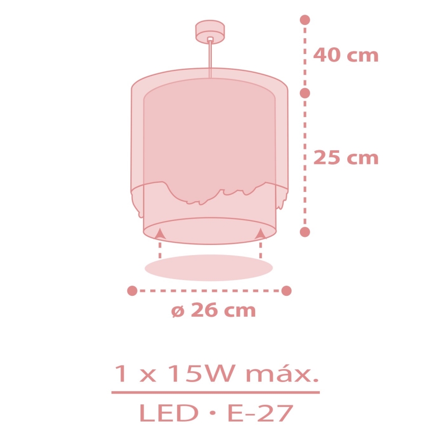 Dalber 61172S - Bērnu lustra WHALE DREAMS 1xE27/15W/230V rozā