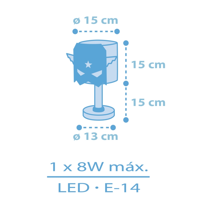 Dalber 61811 - Bērnu lampiņa ZILA HERO 1xE14/8W/230V