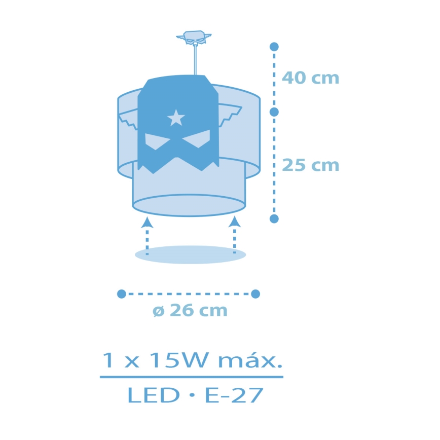 Dalber 61812 - Bērnu lustra ZILA HERO 1xE27/15W/230V