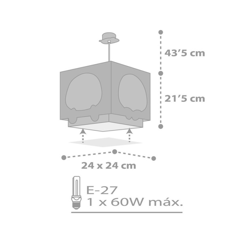 Dalber 63162T - Bērnu lustra PANDA 1xE27/60W/230V zila