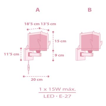 Dalber 64489 - Bērnu sienas lampa LITTLE FRIENDS 1xE27/15W/230V