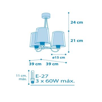 Dalber 81197T - Bērnu lustra LIGHT FEELING 3xE27/60W/230V